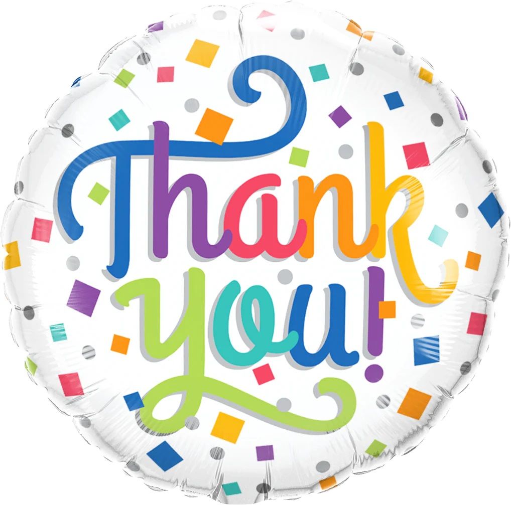 "Thank You" - Colourful Confetti Helium Balloon 45cm (Melbourne Only)