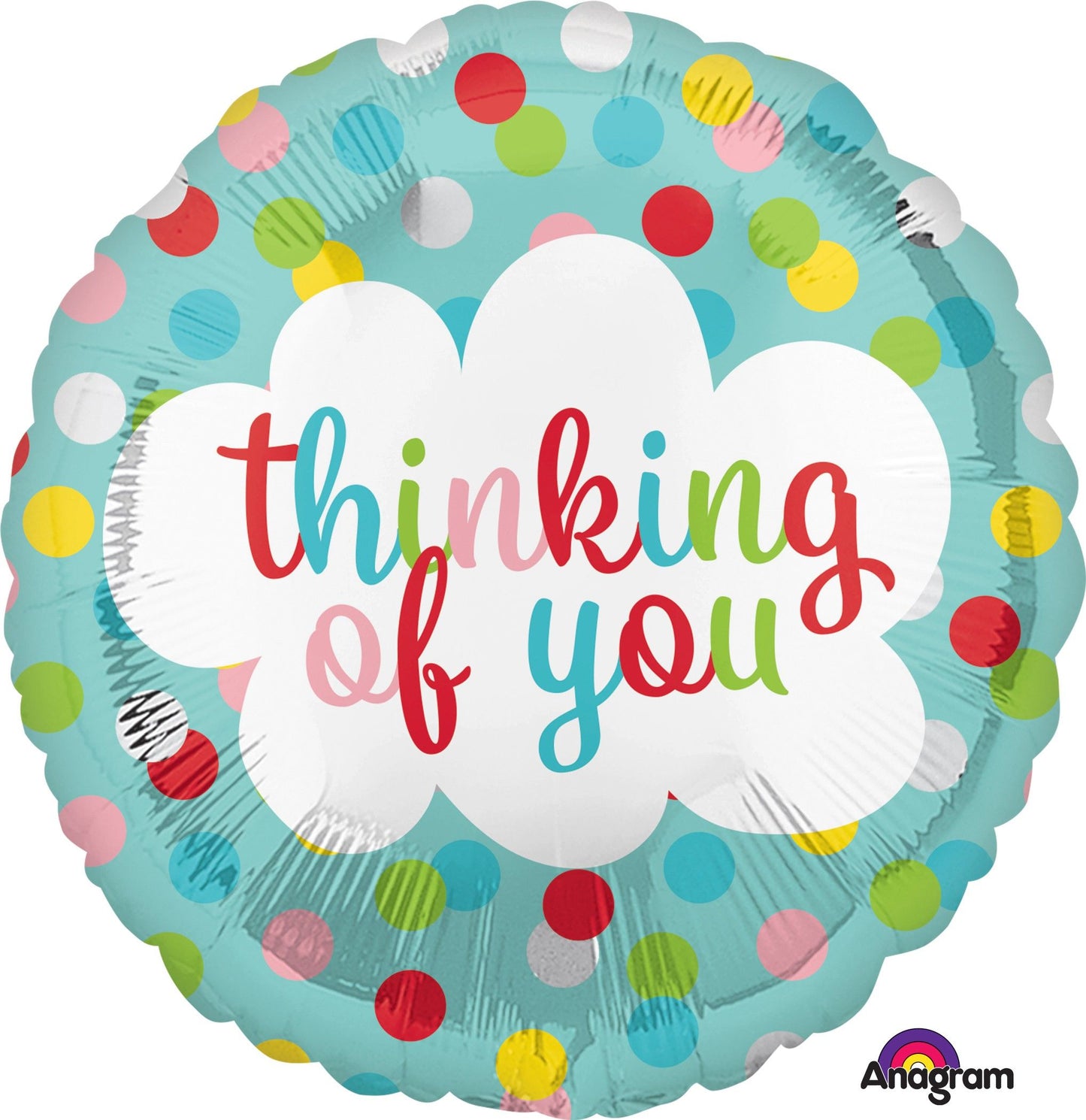 "Thinking Of You" - Dots Helium Balloon 45cm (Melbourne Only)