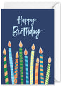 Card - “Happy Birthday” Colourful Candles on Blue