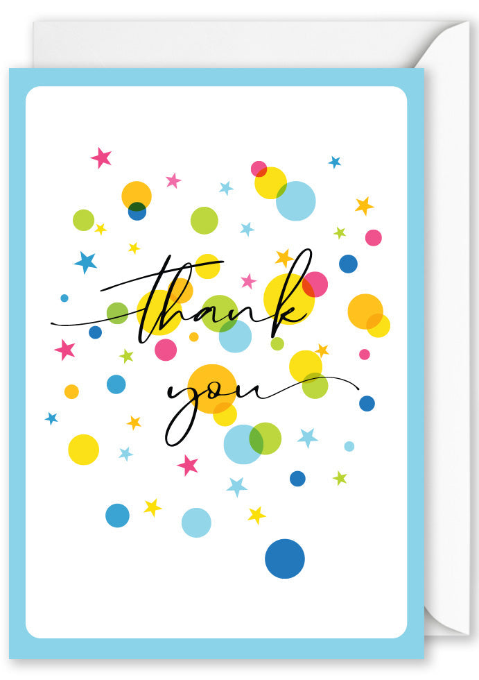 Card - “Thank You” Colourful Spots & Stars
