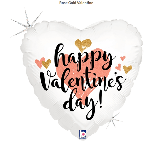 "Rose Gold Valentines Day" - Helium Balloon 45cm (Melbourne Only)
