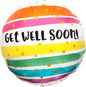 "Get Well Bold Stripes" - Helium Balloon 45cm (Melbourne Only)