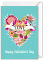 Card - "Happy Valentine's Day" Flower Heart