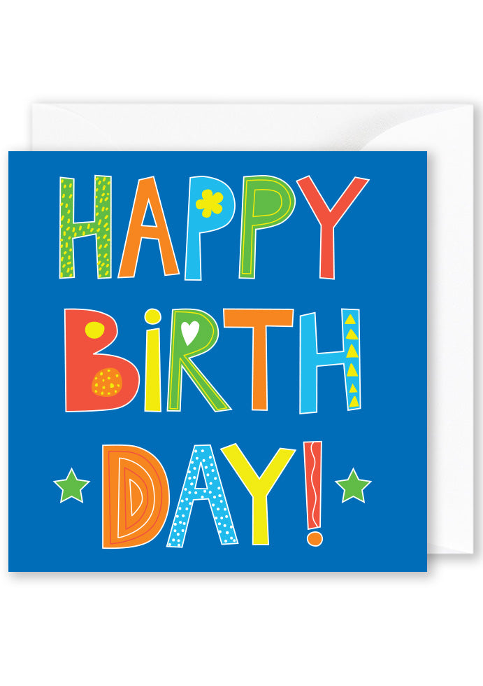 Card - "Happy-Birth-Day!" Type with Stars