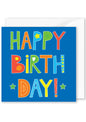 Card - "Happy-Birth-Day!" Type with Stars