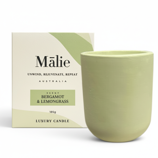 Bergamot & Lemongrass Luxury Soy Candle 185g - Malie