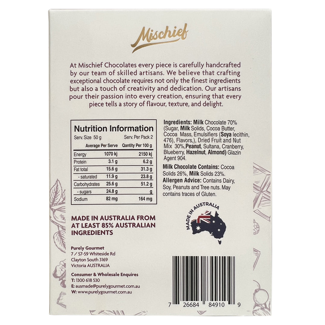Milk Chocolate Fruit & Nut Mix 100g - Mischief
