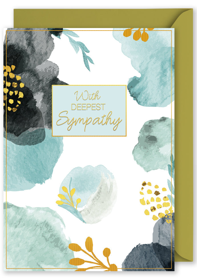 Card - "With deepest Sympathy" Watercolour Pattern