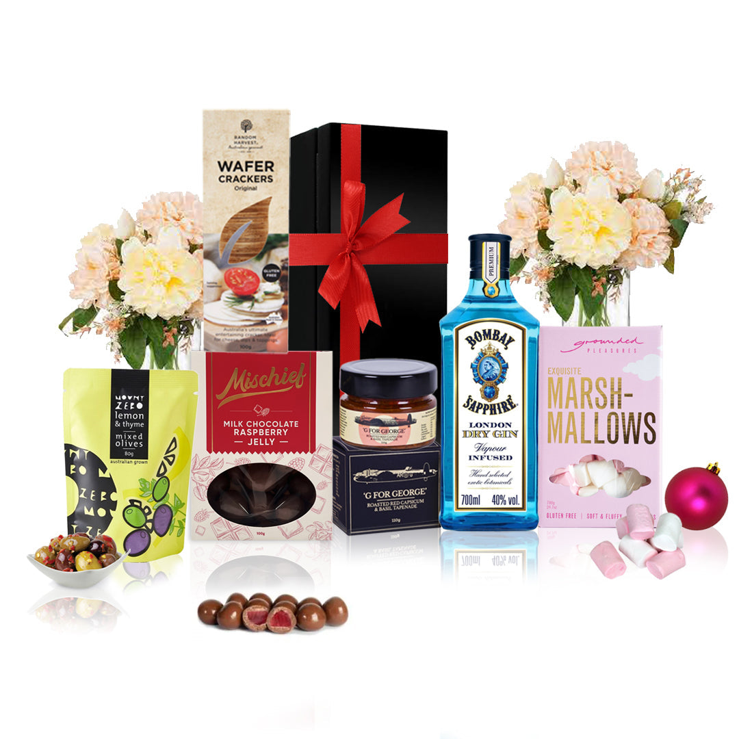 Gin & Gourmet Snacks Gift Hamper Bombay Sapphire