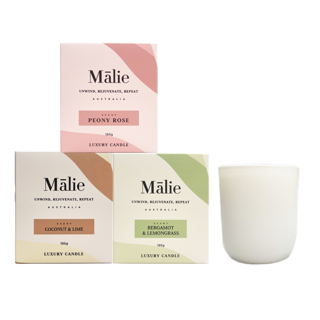 Luxury Soy Candle Bundle 3x 185g - Malie