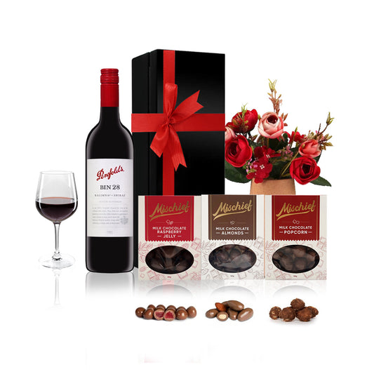 Red Wine & Chocolate Gift Hamper Penfold Bin 28